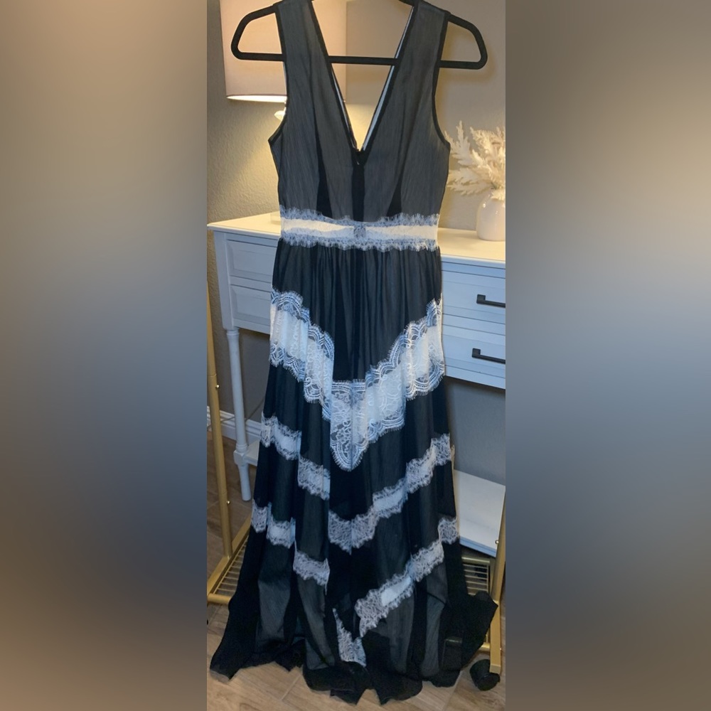 Maxi Black & White Lace Dress by Venus
